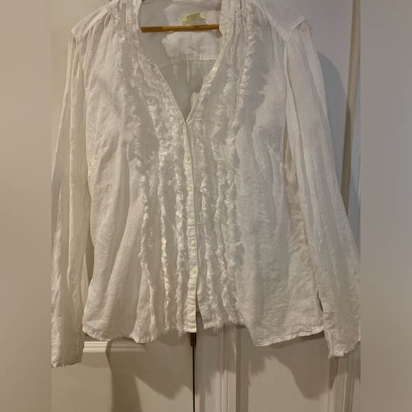 Sigrid Olsen linen tuxedo blouse - Picture 1 of 9